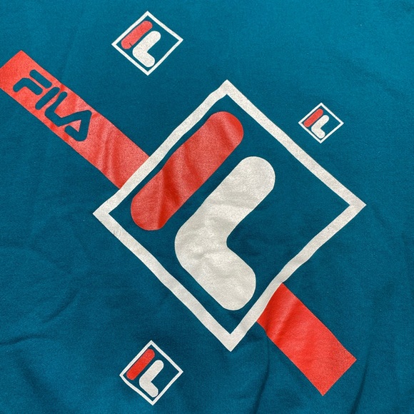 Vintage 90's FILA Big Logo Color Block Sweatshirt USA Hanes Signature Collection - Picture 4 of 8